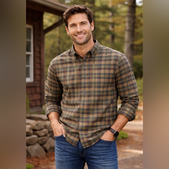 L.L. Bean Other - L.L. Bean Men's Green and Brown Plaid Shirt